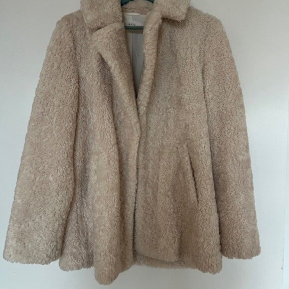 ALC Faux Fur Teddy Coat in Cream/Stone - Size Small - Picture 5 of 10